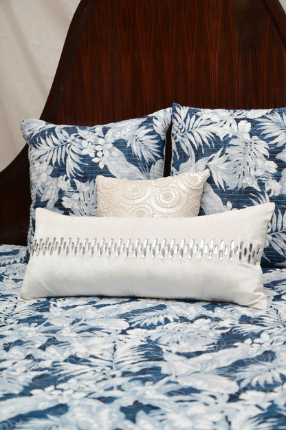 Blue Cotton Printed Bedcover