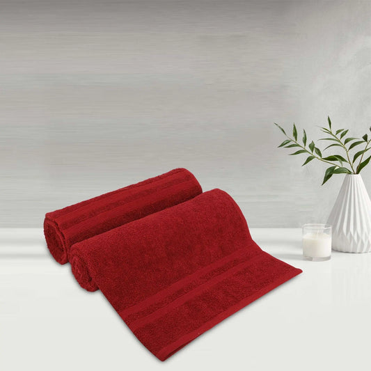 Lush & Beyond Bath Towel Set of 2, 100% Cotton Towel for Men & Women 500 GSM Towel( Size 55.11X27.55 inches) Red - LUSH & BEYOND