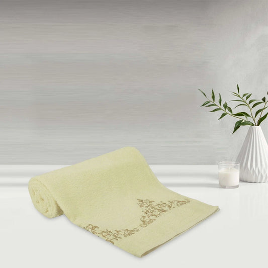 Cream Cotton 500 GSM Embroidered Bath Towel