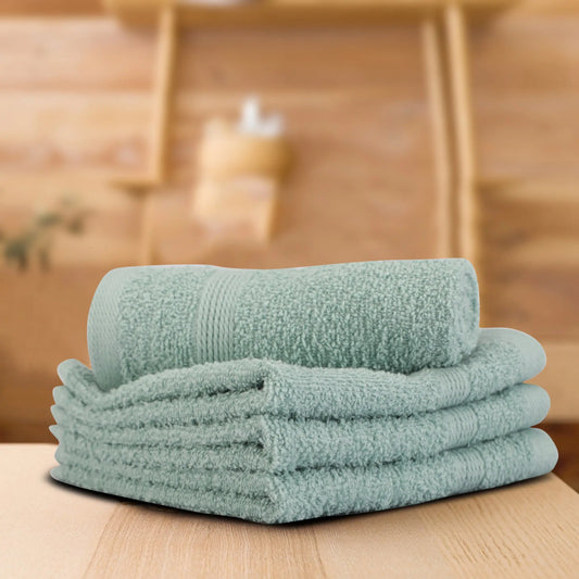 Teal Cotton 500 GSM 4-Piece Solid Face Towel Set - LUSH & BEYOND