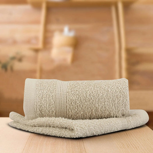 Beige Cotton 500 GSM 2-Piece Solid Face Towel Set