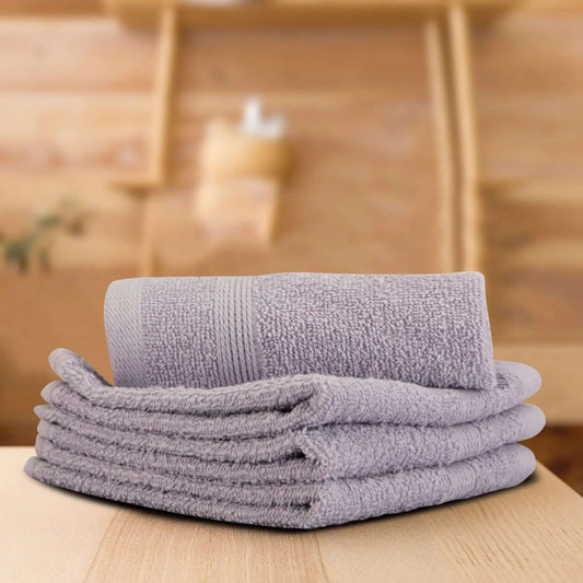 Lavender Cotton 500 GSM 4-Piece Solid Face Towel Set - LUSH & BEYOND
