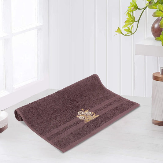 Purple Cotton 500 GSM Embroidered Hand Towel - LUSH & BEYOND