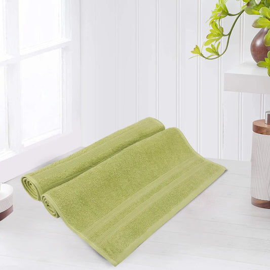Leaf Green Cotton 500 GSM 2-Piece Solid Hand Towel Set - LUSH & BEYOND