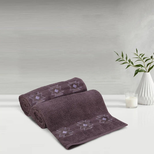LUSH & BEYOND 100% Cotton 2 Piece Bath Towel Set 500 GSM (Purple) - LUSH & BEYOND