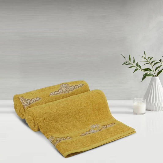 LUSH & BEYOND 100% Cotton 2 Piece Bath Towel Set 500 GSM (Mustard) - LUSH & BEYOND
