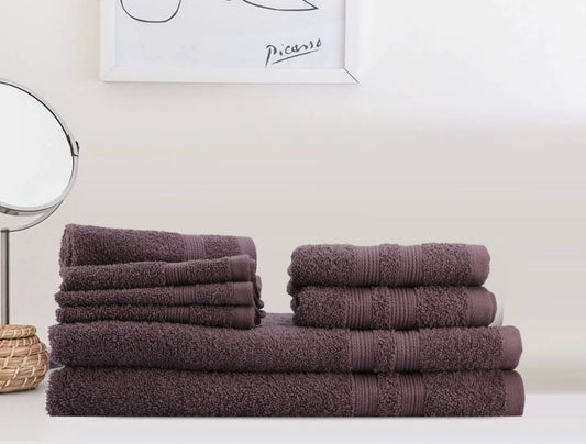 LUSH & BEYOND Set of 8 (4 Face, 2 Hand & 2 Bath Towel , 100% Cotton Towel for Men & Women , 500 GSM Towels, Ultra Absorbent P Purple - LUSH & BEYOND
