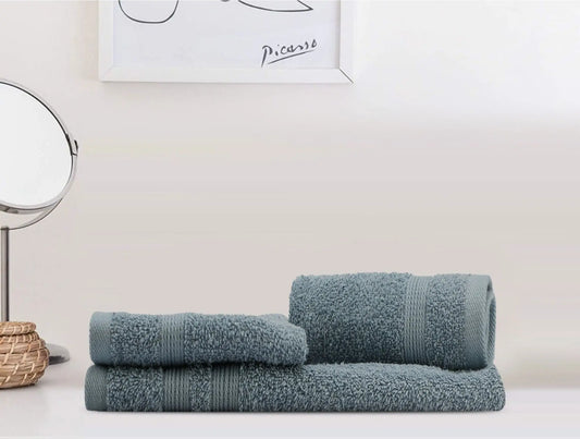 LUSH & BEYOND 500 GSM 2 Face (11.81 X11.81 inches) & 1 Hand(23.60 X15.74 inches) Towel Set of 3 | 100% Cotton |Ultra Soft, Absorbent & Quick Dry Towel for Gym, Pool, Travel, Spa and Yoga, Grey B - LUSH & BEYOND