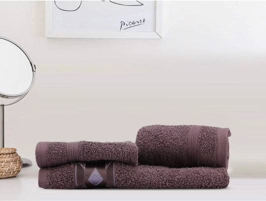 LUSH & BEYOND 500 GSM 2 Face (11.81 X11.81 inches) & 1 Hand(23.60 X15.74 inches) Towel Set of 3 | 100% Cotton |Ultra Soft, Absorbent & Quick Dry Towel for Gym, Pool, Travel, Spa and Yoga, Purple - LUSH & BEYOND