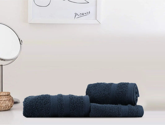 LUSH & BEYOND 500 GSM 2 Face (11.81 X11.81 inches) & 1 Hand(23.60 X15.74 inches) Towel Set of 3 | 100% Cotton |Ultra Soft, Absorbent & Quick Dry Towel for Gym, Pool, Travel, Spa and Yoga, P Blue - LUSH & BEYOND