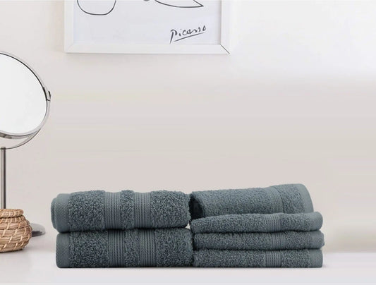 LUSH & BEYOND 500 GSM 4 Face (11.81 X11.81 inches) & 2 Hand(23.60 X15.74 inches) Towel Set of 6 | 100% Cotton |Ultra Soft, Absorbent & Quick Dry Towel for Gym, Pool, Travel, Spa and Yoga, Grey B - LUSH & BEYOND