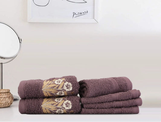 LUSH & BEYOND Set of 6 (4 Face, 2 Hand Towel , 100% Cotton Towel for Men & Women , 500 GSM Towels, Ultra Absorbent 41 Purple - LUSH & BEYOND