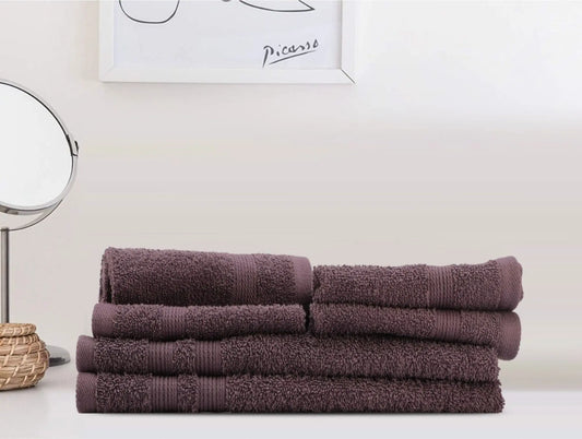 LUSH & BEYOND 500 GSM 4 Face (11.81 X11.81 inches) & 2 Hand(23.60 X15.74 inches) Towel Set of 6 | 100% Cotton |Ultra Soft, Absorbent & Quick Dry Towel for Gym, Pool, Travel, Spa and Yoga, P Purple - LUSH & BEYOND