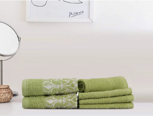 LUSH & BEYOND 500 GSM Set of 6, 4 Face (12 X12 inches) & 2 Hand(24 X16 inches) Towel| 100% Cotton |Ultra Soft, Absorbent & Quick Dry Towel for Gym, Pool, Travel, Spa and Yoga, Light Green - LUSH & BEYOND