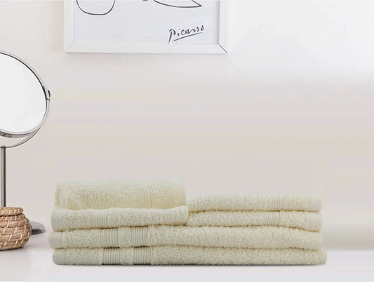 LUSH & BEYOND 100% Cotton 6 Piece Face & Hand Towel Set 500 GSM (Cream) - LUSH & BEYOND
