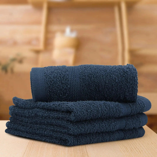 LUSH & BEYOND 100% Cotton 4 Piece Face Towel Set 500 GSM (Dark Blue) - LUSH & BEYOND