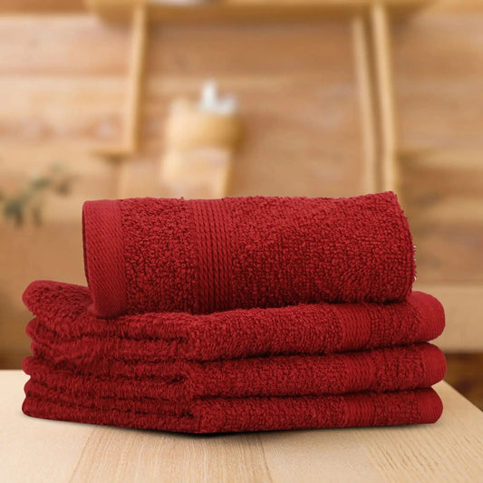 LUSH & BEYOND 100% Cotton 4 Piece Face Towel Set 500 GSM (Red) - LUSH & BEYOND