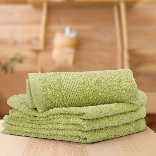 LUSH & BEYOND 100% Cotton 4 Piece Face Towel Set 500 GSM (Green) - LUSH & BEYOND