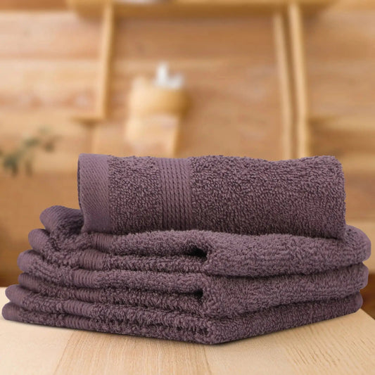 LUSH & BEYOND 100% Cotton 4 Piece Face Towel Set 500 GSM (Purple) - LUSH & BEYOND